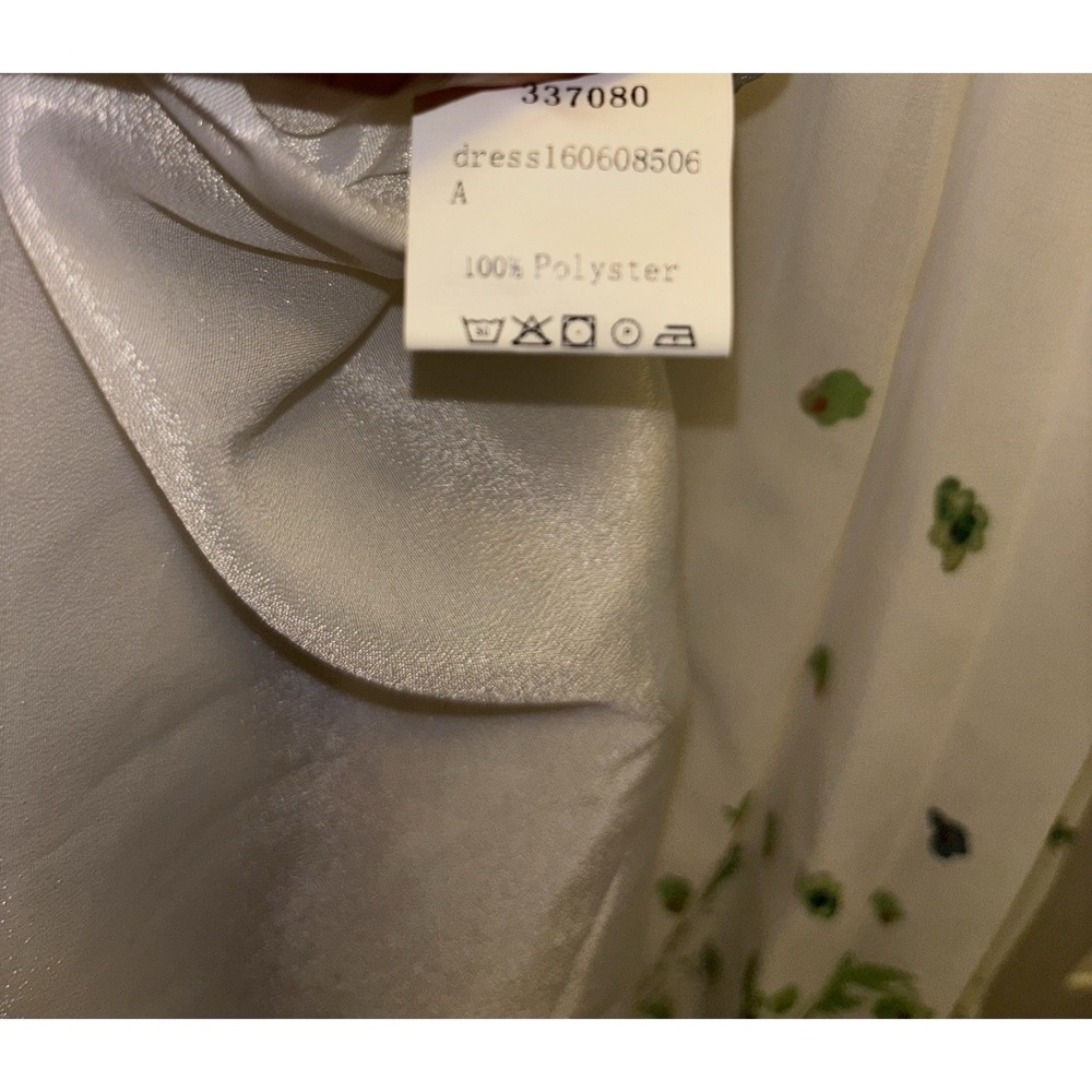 Floral Chiffon Dress Small White Tunic Sheer Fairv Halter Coquette Y2K Cottage - Picture 12 of 13